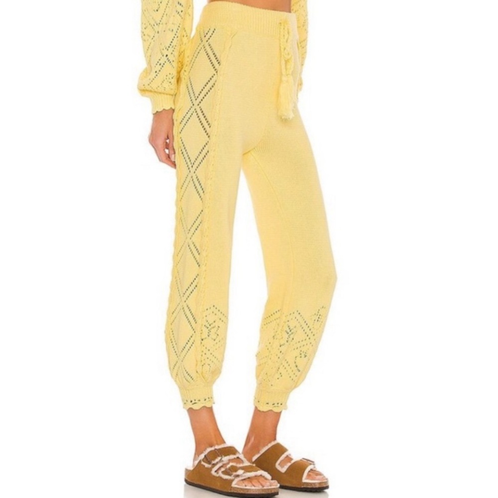 Love Shack Fancy yellow knit Nyla Joggers. Size small.